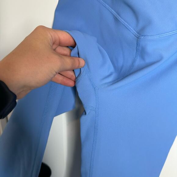 Wilo The Label Base Blue Crossover Waist Ribbed 7/8 Leggings Size XS - Picture 3 of 7